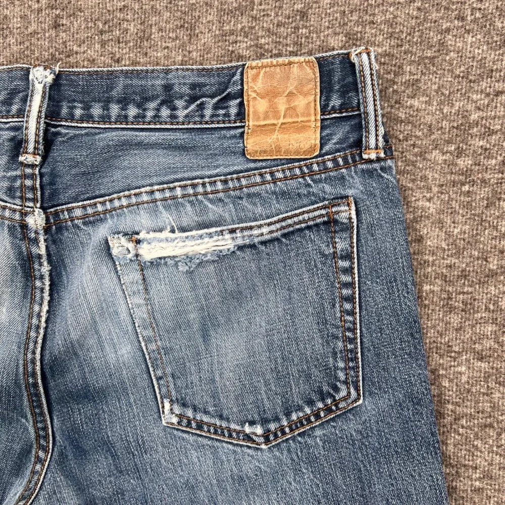 Gap 1969 Slim Fit Straight‎ Relaxed Mens Jeans Blue Medium Wash Distressed 31